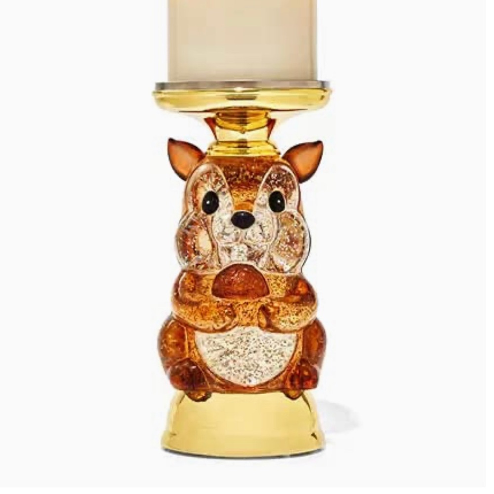 Bath & Body Works Snow Globe Glitter Squirrel Candle Holder